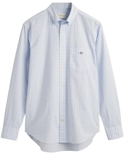 GANT Herren Reg Poplin Gingham Shirt Klassisches Hemd, Light Blue, XL EU