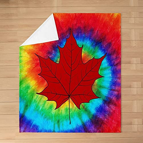 Kuscheldecke Flauschig Decke Regenbogen Psychedelisch 200x200cm, Ahornblätter Fleecedecke Weich Sofadecke Warm Bettdecke Decken Wohndecke Tagesdecke Sofaüberwurf Schlafdecke Couchdecke Bettüberwurf