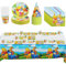 Kit de Fête d'anniversaire 57 Pièces, Vaisselle de Fête, Tasse Anniversaire, Nappe, Assiette, Serviette Papier, Chapeau, Fournitures de Fête d'anniversaire pour Enfants