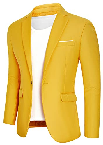 Giacca da uomo Casual Blazer Un Bottone Slim Fit Cappotti Sportivi Elegante Giacca