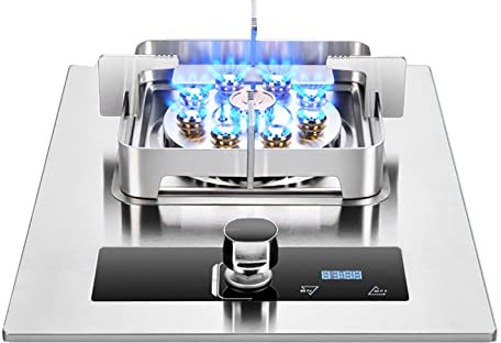 IBOWZ Tables de Cuisson à Gaz Table de Cuisson à gaz Cuisinière à gaz légère en Acier Inoxydable 1 brûleur Wok 7.0KW Table de Cuisson à gaz à feu féroce à Neuf cavités,pour réchauffer,Cuire,bouill