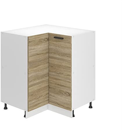 Belini Unterschrank Küche, Küchenunterschrank 90 cm Breite. SNP Küchenunterschrank ohne Arbeitsplatte. Eckschrank Küche mit 1 Tür, Sonoma-Eiche