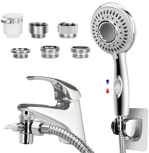 Shower Head Sink-Faucet Bathtub, Hose Sprayer Attachment with 5 Adapters, 79 Hose for Hair Washing, Pet Dog Rinse & Baby Bath, ON/Off Extension for Tub Faucet, Utility Sink, Laundryroom, Garden