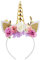 Nishine Einhorn Horn Floral Stirnband Glitter Ohren Pony Kopfbänder Tiara für Mädchen Party Geburtstag Cosplay(Gold&Elfenbein)