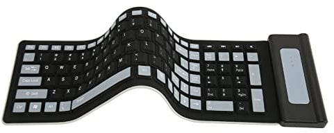 Focket Silikon Tastatur, 2,4 G USB Wireless Tastatur, Faltbare Tastatur, Rollup Tastatur, Wasserdicht, Tragbare Tastatur, 103 Tasten, Flexible Tastatur, Computer Tastaturen für PC, Notebo (Schwarz)