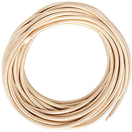 Helunsi 10 Meters / 32.8FT Electrical Cable Wire, Champagne Gold 3 Core 0.75mm² Round Fabric Cable, Vintage Flex Cloth Braided Wire for DIY Lamps Industrial Pendant Lights Flexible Lighting Project