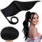 RUNATURE Pferdeschwanz Haarteil Echthaar Schwarz Echte Haare 50cm Lang Ponytail Extension Echthaar Schwarz Menschliches Haar Echthaar Zopf Gerade Haarextensions 80g #1