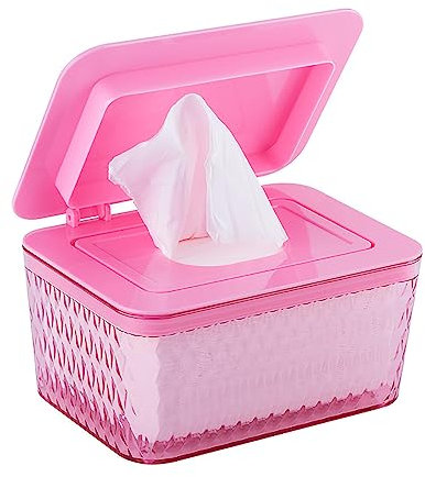 JTBDWOSK Feuchttücher Box Unterwegs,Baby Feuchttücherbox, Box Für Feuchttücher Servietten Aufbewahrungsbox,Feuchtes Toilettenpapier Box,Kunststoff Feuchttücher Spender Mit Deckel Für Zuhause Büro,Rosa