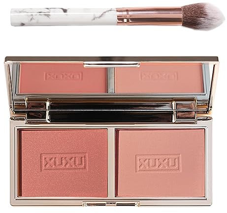 HERBENJOY Blush For Cheeks Soft Blusher Makeup Powder Blush Palette With Mirror And Brush,Matte And Shimmer Face Blush Make Up Powder Skin Tint Natural-Looking Blush Weightless Long-Wearing (02)