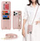 Zouzt for iPhone 14 Pro Case with Cord and Card Holde, Zipper Wallet Case with Crossbody Lanyard Ring Adjustable Necklace Protective Cover Women for iPhone 14 Pro 6.1 Inch - Rose Gold