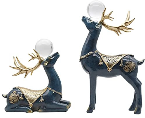 IMIKEYA 2st Elch Dekoration Rentierfigur Paar Hirschverzierung Rentier-Statue Weihnachtsdekoration Rentier-skulptur Elch Weihnachtsschmuck Hirsch-Statue Weihnachtshirsch Esstisch Kunstharz