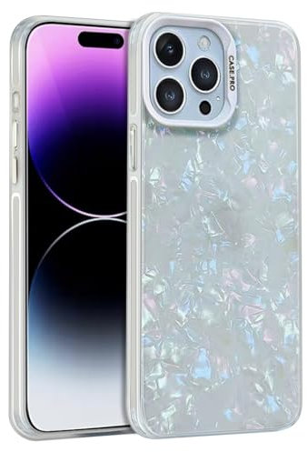 Luhuanx Case for iPhone 15 Pro Max Case,Glitter Pearly-Lustre Shell Slices, Colorful Laser Chippy Pattern, for iPhone 15 PRO MAX Phone Covers,6.7'' (Shell White)