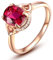 AMDXD Pärchen Ringe Gold 18K 750, Rot Labor Erstellt Rubin Klassiker Oval Verlobungsring 750 Gold Echtschmuck, Gr.67 (21.3)