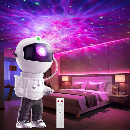 Mexllex LED Sternenhimmel Projektor Astronaut Sternenhimmel Projektor mit 8 Nebelmodi Fernbedienung Sternenprojektor Nachtlicht 360°Rotation für Kinder und Erwachsene