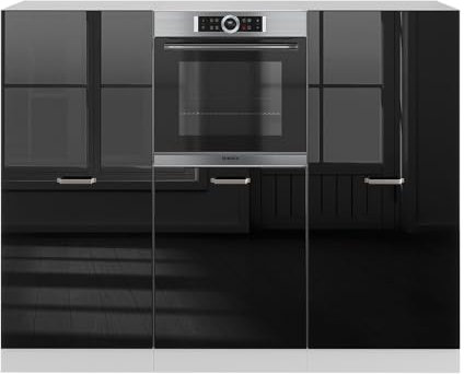 Vicco Küchenblock R-Line, Schwarz Hochglanz/Weiß, 180 cm ohne Arbeitsplatte