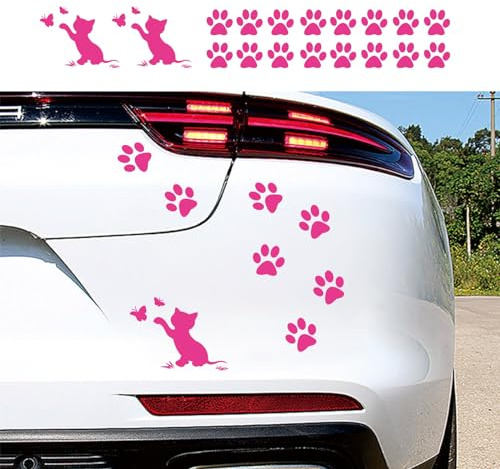 BLAJR Autocollants graphiques amusants pour voiture, moto, ordinateur portable, meubles, pattes de chien, autocollants décoratifs (rose rouge)