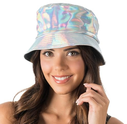 Chaks - Holografischer Fischerhut, Bucket Hat mit Glanz, Mütze für Festival, Karneval, Mottoparty