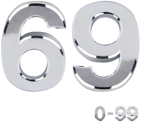 Numeri civici autoadesivi argentati, da 0 a 99, lettere A, B, C, D, 7,6 cm, per porte, cassette postali, camere d'albergo (69)