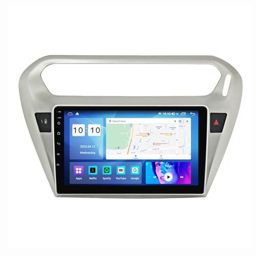 Android 12 Autoradio Mit Navi 2 Din 9 Zoll Touchscreen Autoradio Für Peugeot 301 2013-2016 Mit Carplay Android Auto,mit RDS Bluetooth FM AM Lenkradsteuerung Rückfahrkamera ( Color : M400 6+128G )