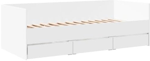 vidaXL Tagesbett, Gästebett mit 3 Schubladen mit Rollen, Schlafsofa für Schlafzimmer, Bettsofa Sofabett Daybed Bett, Weiß 90x190cm Holzwerkstoff