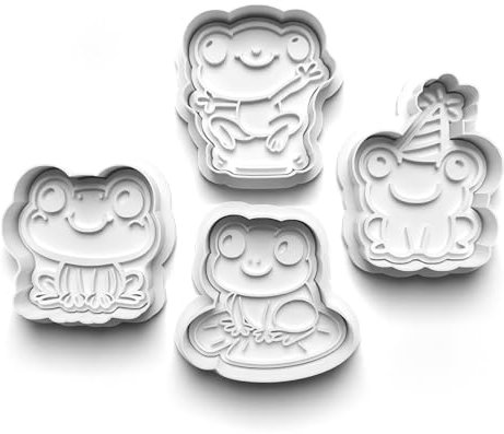 Lot de 4 emporte-pièces mignons et amusants en forme de grenouilles pour la fabrication de biscuits pour enfants