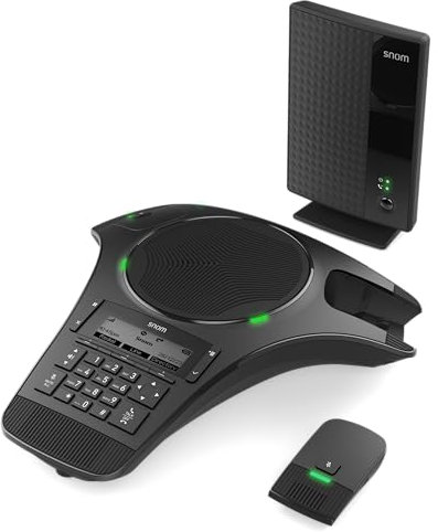 Snom C620 Schnurloses DECT Konferenztelefon - Konferenzmikrofon & Konferenzlautsprecher mit 2 kabellosen Mikrofonen, 50m Reichweite, 24h Gesprächszeit, Erweiterbar, Schnurloses Telefon