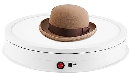 banborba Plato giratorio eléctrico, 42 cm, 50 kg, plato giratorio de 360 grados con luz LED y velocidad ajustable, soporte giratorio para fotografía, joyas, relojes, modelos 3D, color blanco
