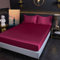 Grewod Topper Spannbetttuch 200x220cm Spannbettlaken Höhe 20 cm, Satin Bettlaken Weinrot Einfarbig Spannleintuch
