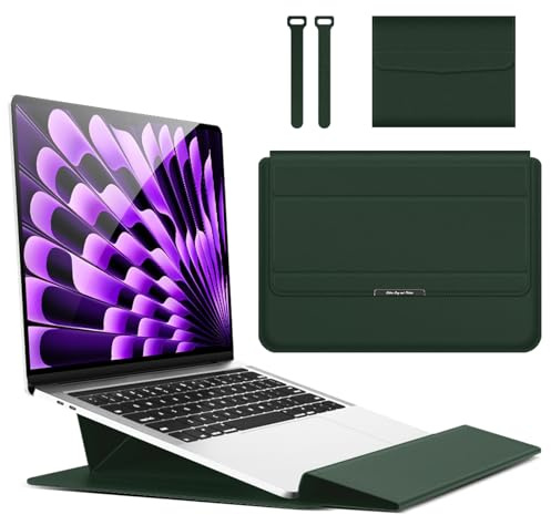 Hinnwer 15 15,6 16,1 Zoll Laptoptasche Hülle mit Standfunktion für MacBook Air 15 M5/M4/M3/M2 (2026-2023), MacBook Pro 16 M5/M4/M3/M2/M1 Pro/Max (2026-2019), MacBook Pro 15 M3/M2, ASUS Dell Grün
