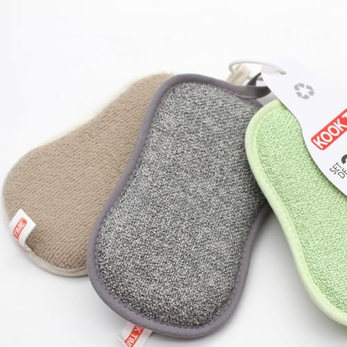 Kook Time Estropajo Cocina - Esponjas Mágicas de Cocina - Microfibra Doble Cara, Que no Rayan, para Platos, Ollas y Superficies Delicadas - Pack de 6 (Surtido)