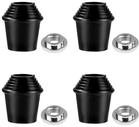 VOANZO 4er-Pack Gummifüße für Bassdrum-Spur, 1,3 x 1,14 Zoll Bassdrum-Beine, mit Gewinde versehene Gummifüße, Perlenspitzen, Zubehör mit Kontermuttern