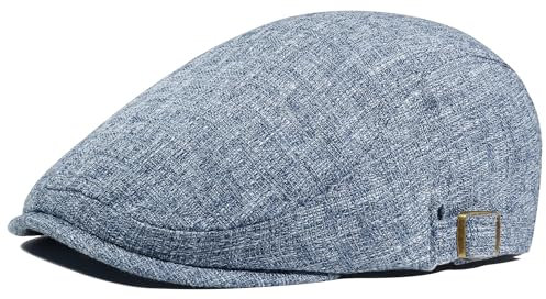 PivotWing Schiebermütze Herren Cap Herren Leicht Atmungsaktiv Schirmmütze Weich Leinen Baskenmütze Weich Netzgewebe Flatcap Verstellbar Sommermütze Outdoor Blau One Size
