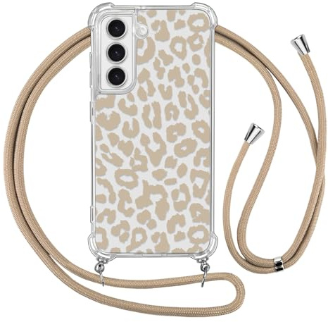 Ciciber Ttusy Handykette Hülle für Samsung Galaxy S21 FE mit Band, Durchsichtig Muster Leopard Case Weiches Silikon Schutzhülle mit Kordel zum Umhängen Necklace HandyHülle für Samsung S21 FE, 06
