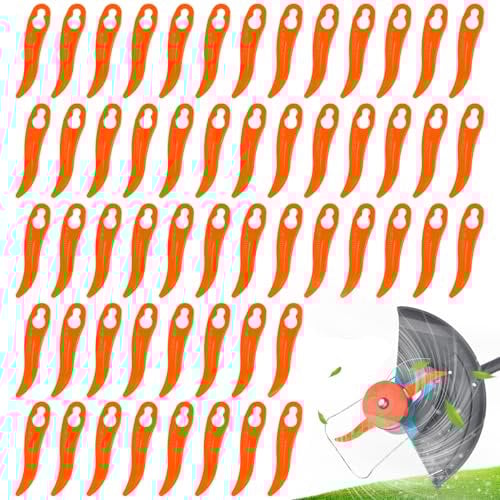 100 Pcs Curved Plastic Trimmer Blades, Universal Cordless Strimmer Replacement Blades 91mm Lawn Mower Cutting Blades for Most Garden Grass Trimmer