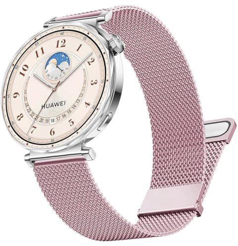 DEALELE Correas compatibles con Huawei Watch GT5 Pro de 42 mm / GT5 / GT4 41 mm / Garmin Venu 3S / Fossil para mujer Gen 6, correa de malla magnética milanesa de acero inoxidable de 18 mm para mujeres
