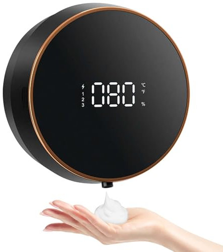 Seifenspender Automatisch Wandmontage Schwarz, 260ml Elektrischer Schaumseifenspender mit Sensor, No-Touch Design, Wiederaufladbar, Wasserdicht,Soap Dispenser für Bad, Küche & Büro (Schaum -Version)