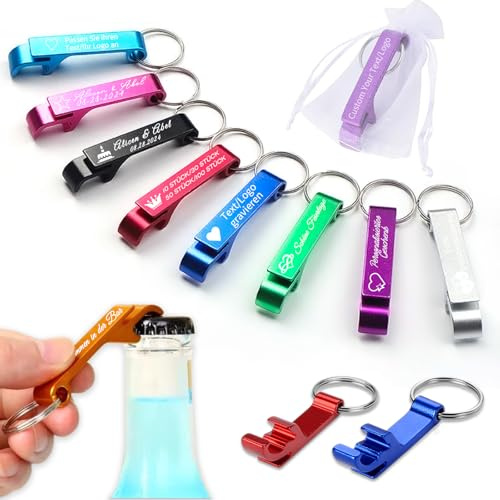 10-100 Stück Personalisierter Flaschenöffner Schlüsselanhänger Graviert mit Text/Logo, Personalisierte Flaschenöffner gastgeschenke für Gäste, Ideal für Hochzeitsgeschenke Jubiläen, Bar (10)
