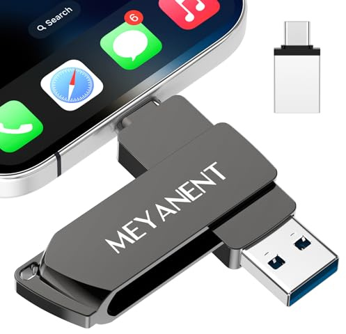 MEYANENT 64GB USB Stick GB für iPhone, Speicherstick für iPhone zum einfachen Sichern von Fotos und Video, Externer Speicher für Phone/Android/PC Keine App.