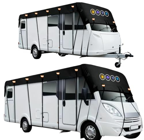 Hicover Bâche de protection pour caravane 600D - Bâche de protection contre la poussière et l'humidité - Bâche de toit pour camping-car - 7,5 x 3 m