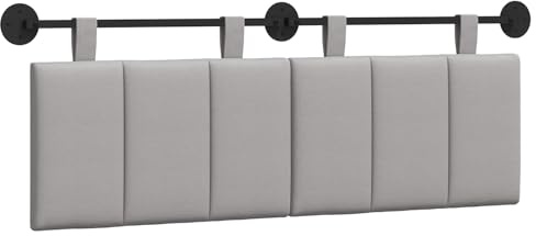 vidaXL Hängendes Kopfteil Wolkengrau Stoff, Wanddeko fürs Schlafzimmer: modernes hängendes Kopfteil, gepolsterte platzsparende Platte, verstellbares minimalistisches Design