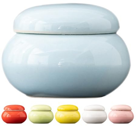 HOMOCONO Lot de 6 Pots Miniatures en Céramique pour Thé et Crème, Contenant Rechargeable, pour Cosmétiques et Voyage, Design Compact et Hermétique