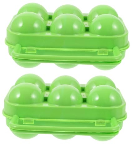 JOINPAYA Contenitore 6 Scomparti per Uova Silicone 2 Pezzi da Campeggio | Portauova per Frigorifero, Design Antiurto, Scomparti Indipendenti, Verde, per Cucina e Viaggio