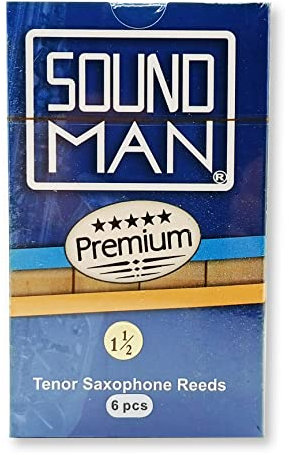 6 Soundman® Blättchen für Tenorsaxophon - Rohrblätter für Saxophon - Schachtel à 6 Stück (Stärke 1,5)