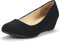 DREAM PAIRS Women's Debbie Mid Wedge Heel Pump Shoes, Size 8, Black/Suede