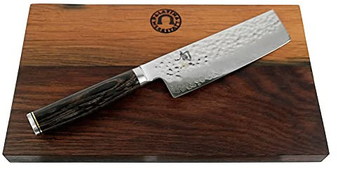 Kai Shun Messer – Tim Mälzer Messer Premier Serie - Nakirimesser TDM 1742 – ultrascharfes japanisches Messer + 100% handgefertigtes Schneidebrett Unikat