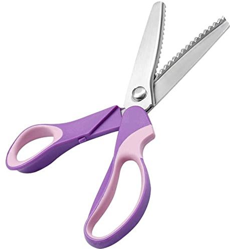 9.2 Professionelle Schneiderei Pinking Shears Edelstahl Schneiderei Nähschere Crafts Zick-Zack-Schere (Lila)