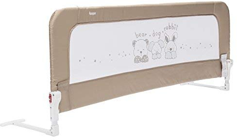 Zopa Bettgitter Monna - Bettschutzgitter für Kinder ab 18 Monaten bis 5 Jahren - Rausfallschutz mit Gelenk zum Aufklappen - Babybettgitter mit einfacher Montage, pflegeleicht (Farbe: Animal Beige)