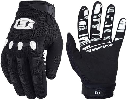 Seibertron Jugend/Kinder rutschfeste Fahrrad Bicycle Cycling/Radsport Racing Mountainbike RadsportHandschuhe für BMX MX ATV MTB Motorrad Motocross Motorbike Touch Screen Gloves Black L