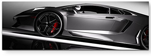 Paul Sinus Art Leinwandbilder | Bilder Leinwand 120x40cm Grauer Sportwagen