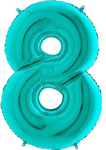 Ballonim Zahlenballon 0-9 100 cm Tiffany blau türkis Mint Luftballon Zahlen Helium Luftballons XXL (Zahl 8)